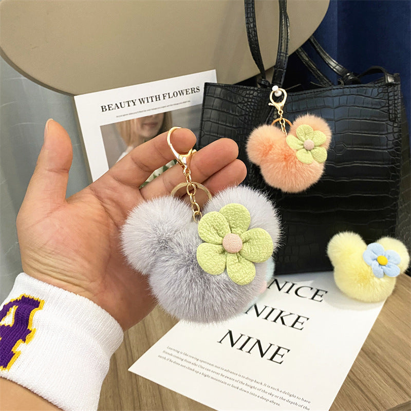 Wholesale Trendy Cartoon Mouse Head Plush Keychain Bag Charm Car Key Accessory Party Gift