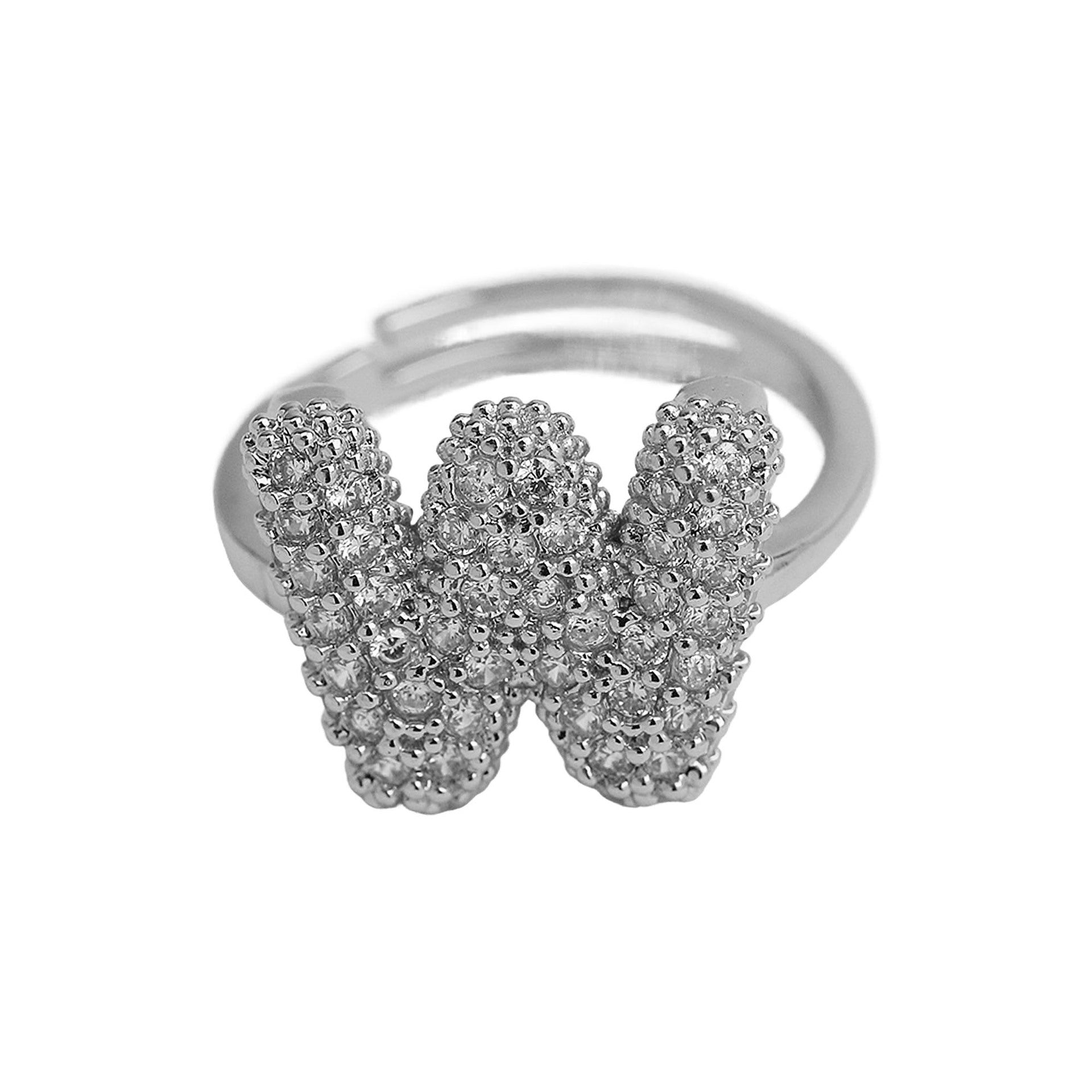 Wholesale  white gold balloon bubble cute 26 English letters open ring