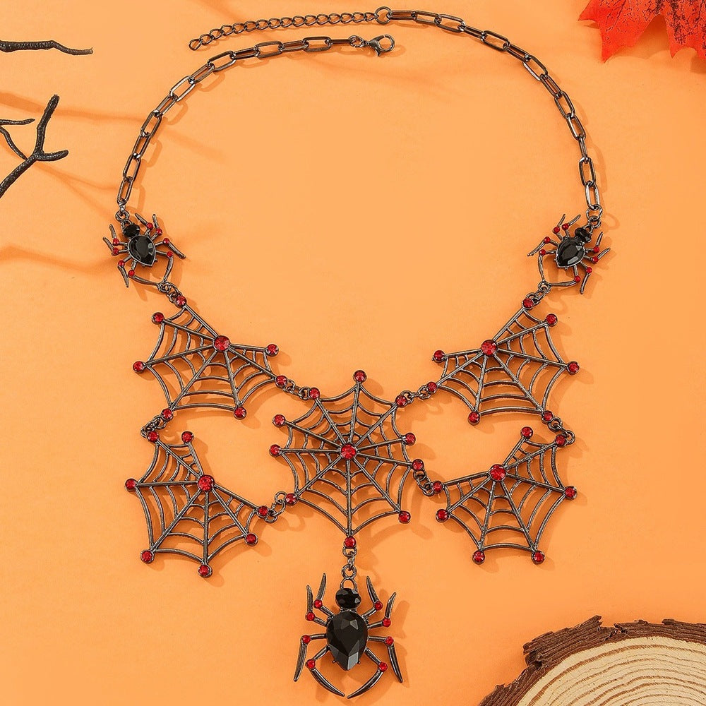Wholesale   Web Rhinestone Alloy Necklace Dark Punk Party Jewelry Accessory for Women Resale