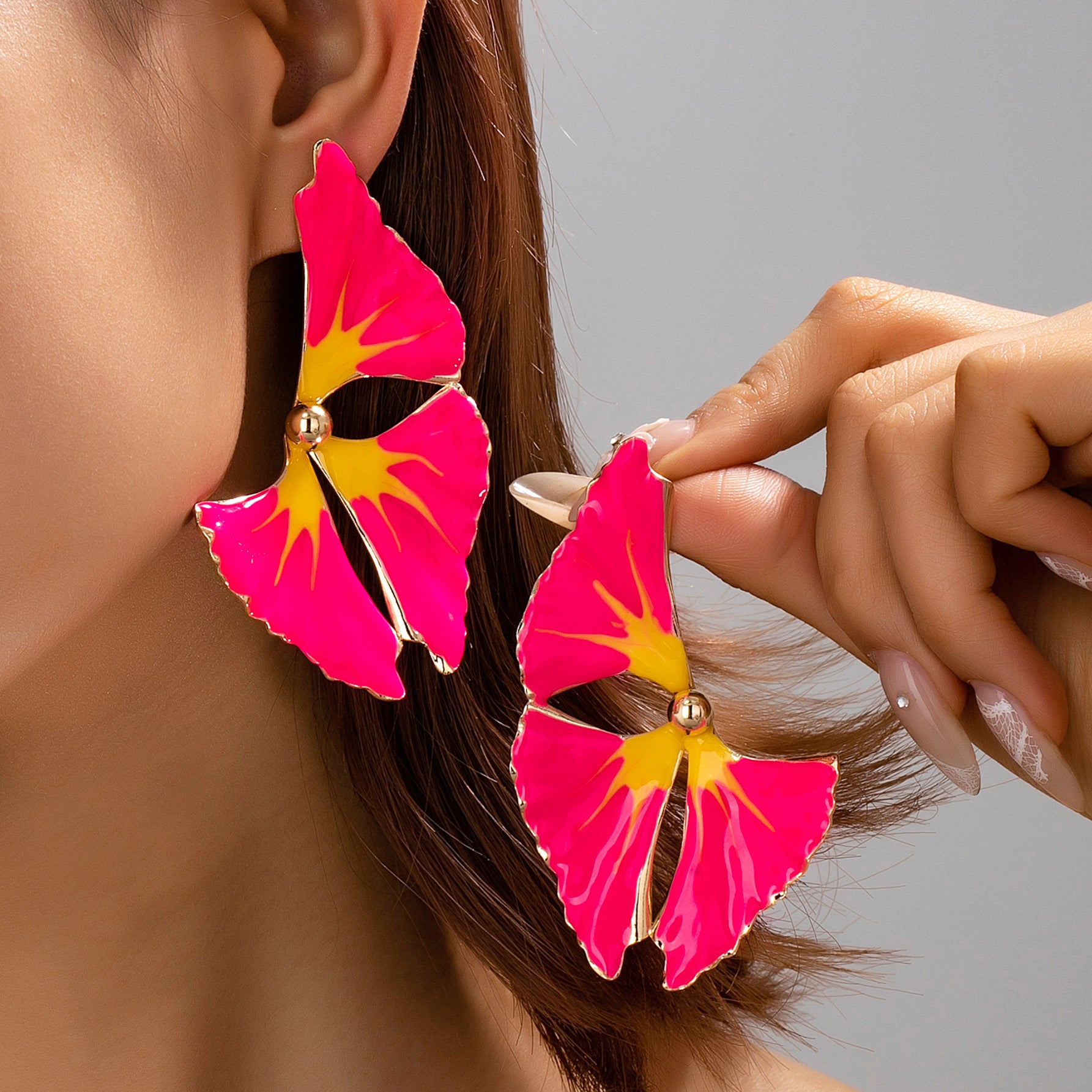 Wholesale Gradient Drip Petal Flower Earrings For Women Chic Beach Vacation Jewelry Accessory Party Gift Boutique Resale