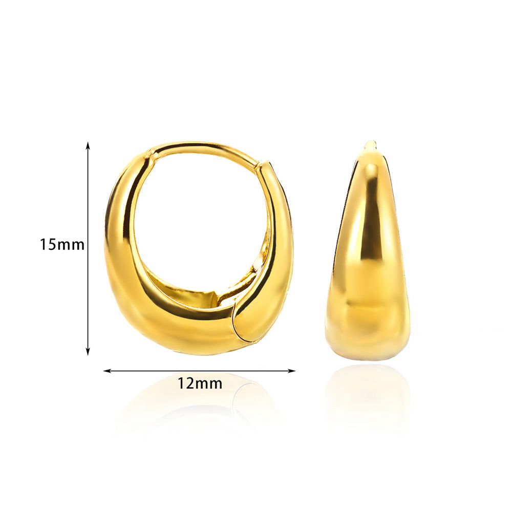 Wholesale non-fading 18K gold titanium steel heart-shaped earrings