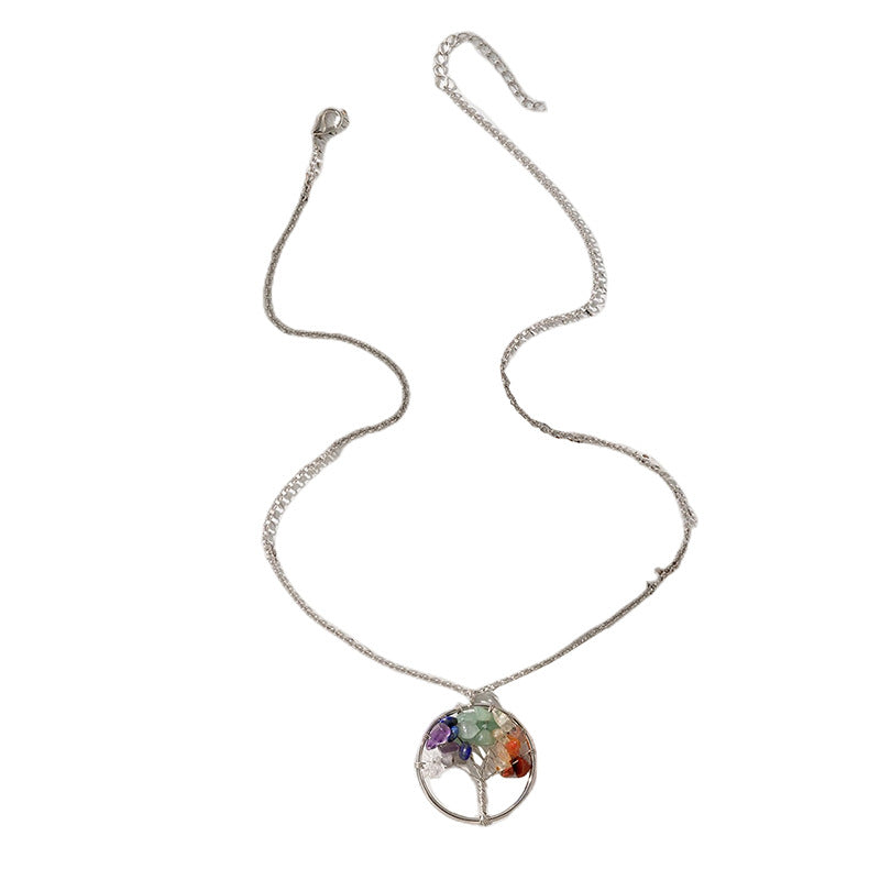 Wholesale Colored Stone Tree of Life Necklace