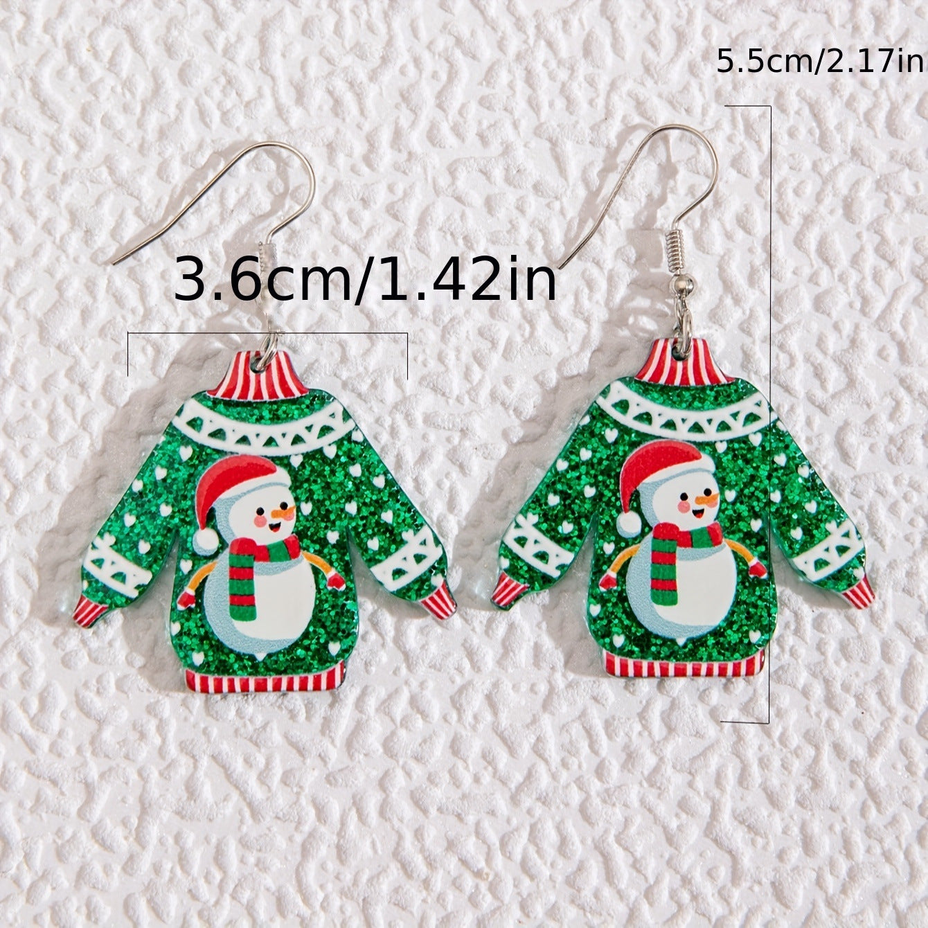 Wholesale  Cute Snowman Print Pendant Earrings Christmas Earrings