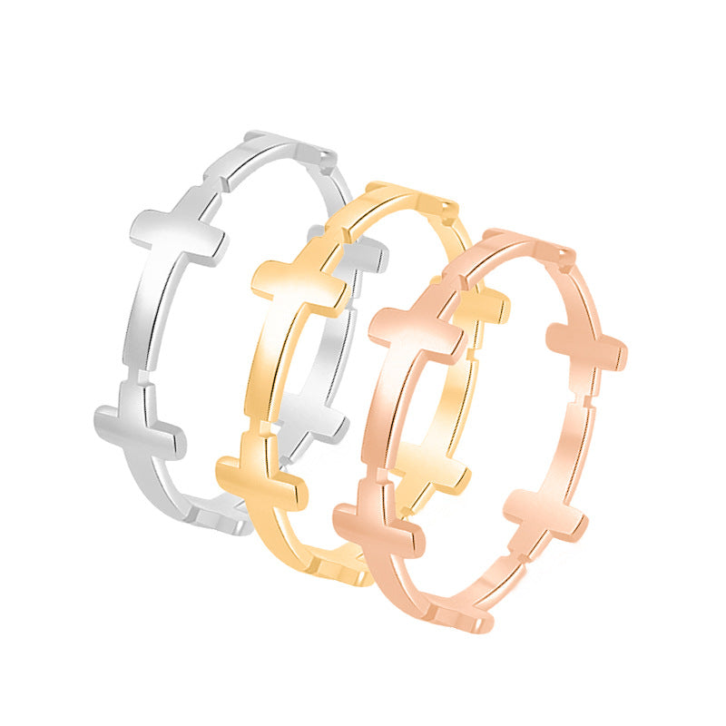 Wholesale  Light Luxury Titanium Steel Cross Ring