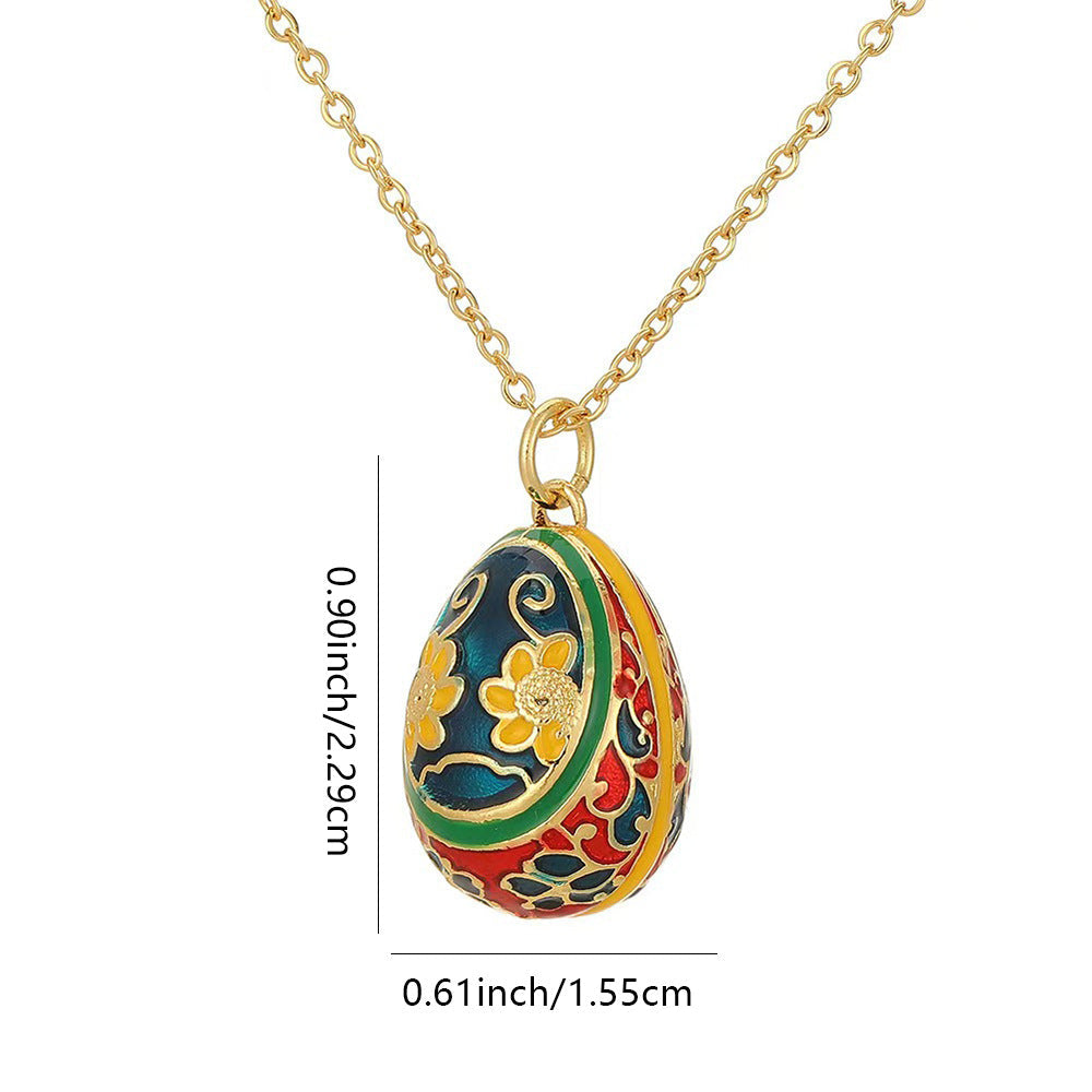 Wholesale 18K Real Gold Copper Zircon Easter Egg Necklace