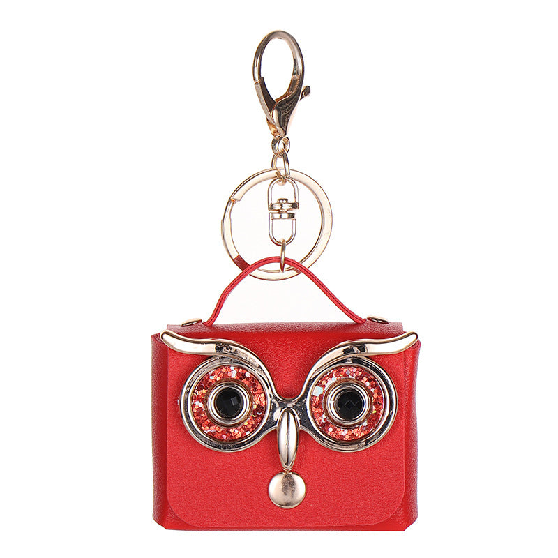Wholesale Trendy Owl Faux Leather Coin Purse With Keychain Cute Earphone Bag For Women Boutique Resale Accessory