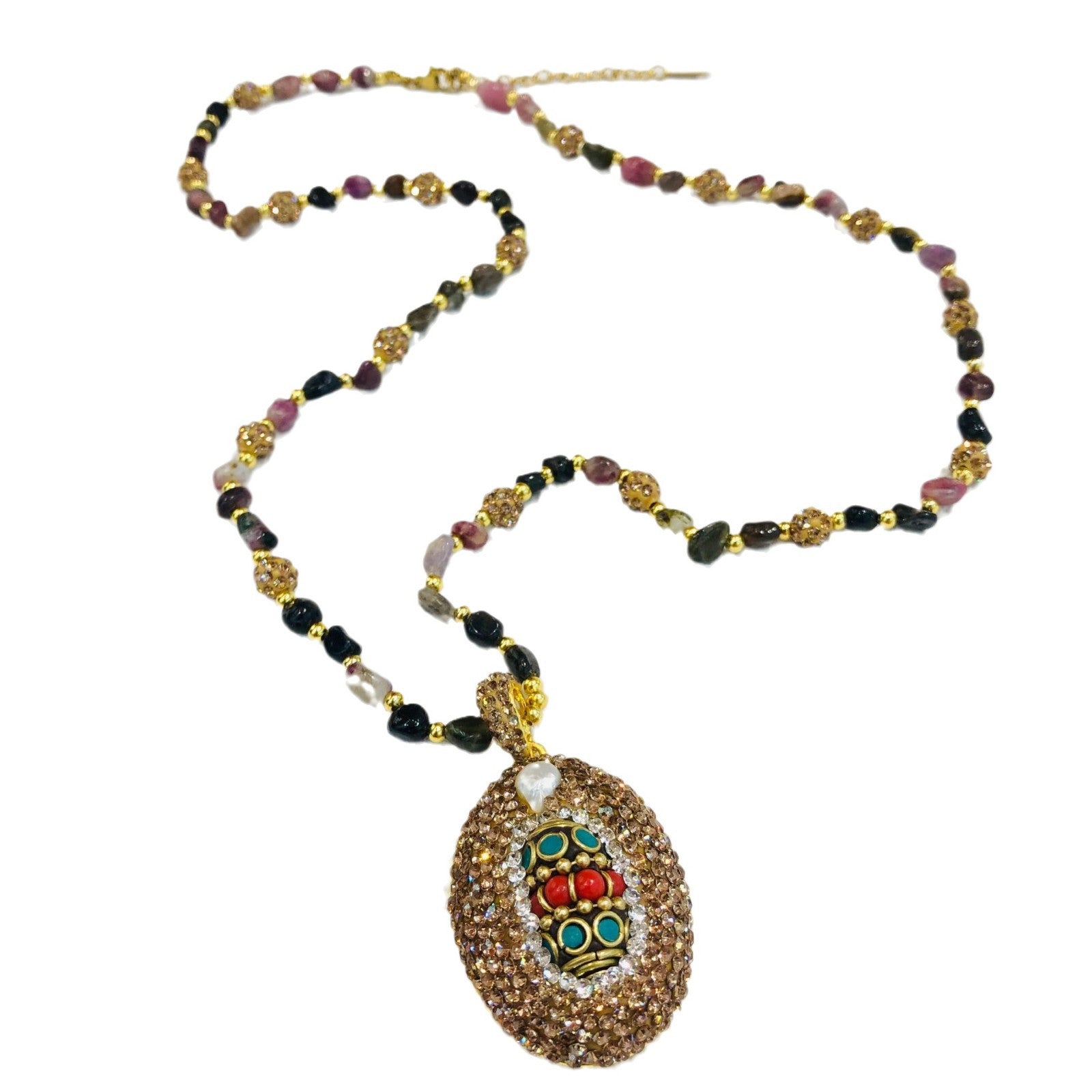 Wholesale Western ethnic style inlaid baroque freshwater pearl necklace