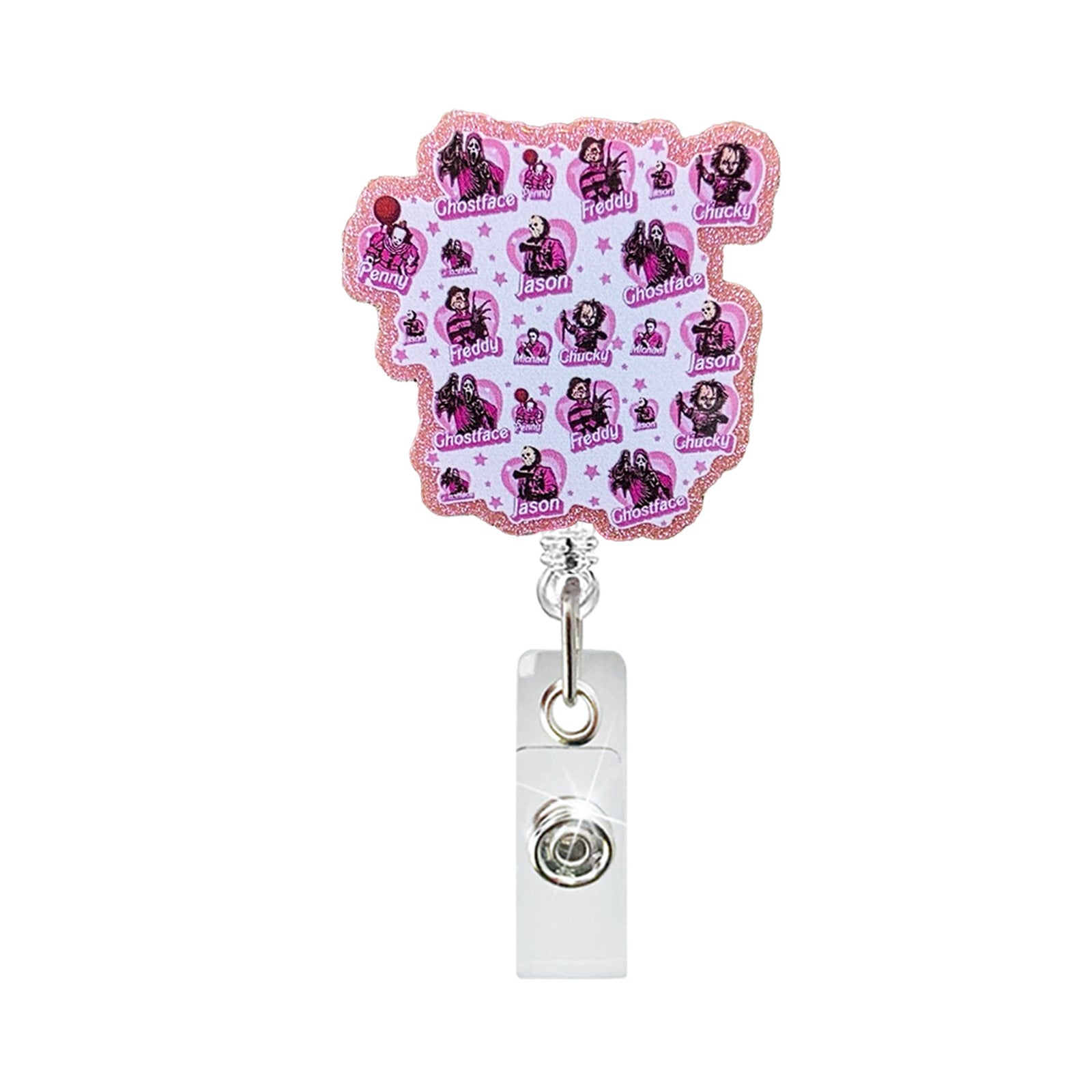 Wholesale ABS Retractable Badge Reel with  Ghost Skull Design - Stylish ID Holder for Office or Bag Charm