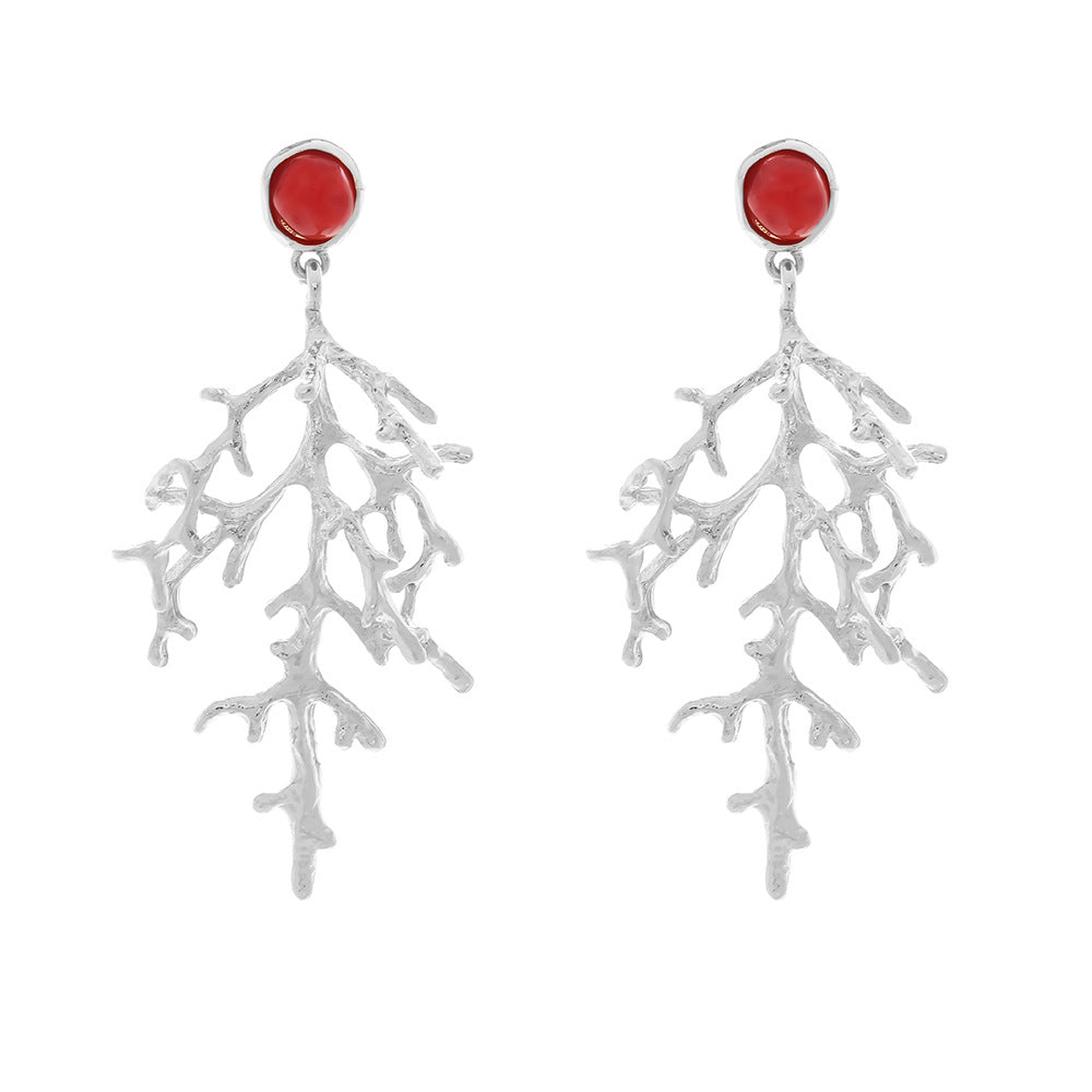 Wholesale  Concave and Convex Texture Coral Pendant Earrings