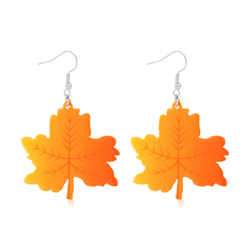 Wholesale Thanksgiving Scarecrow Turkey Legs Maple Leaf Acrylic Earrings ACC-ES-BinLi006