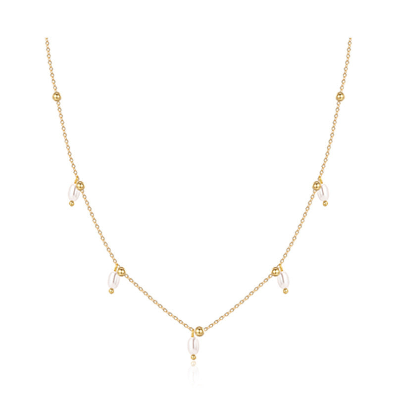 Wholesale  freshwater pearl necklace titanium steel non-fading female personality clavicle chain