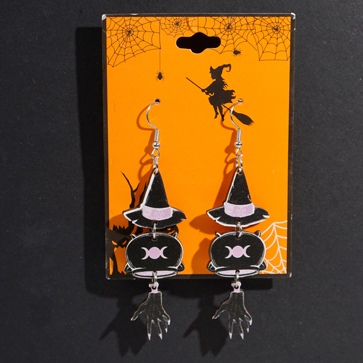 Wholesale Halloween Theme Wooden Earrings  Cartoon Ghost Pumpkin Skull Long Pendant Party  Earrings