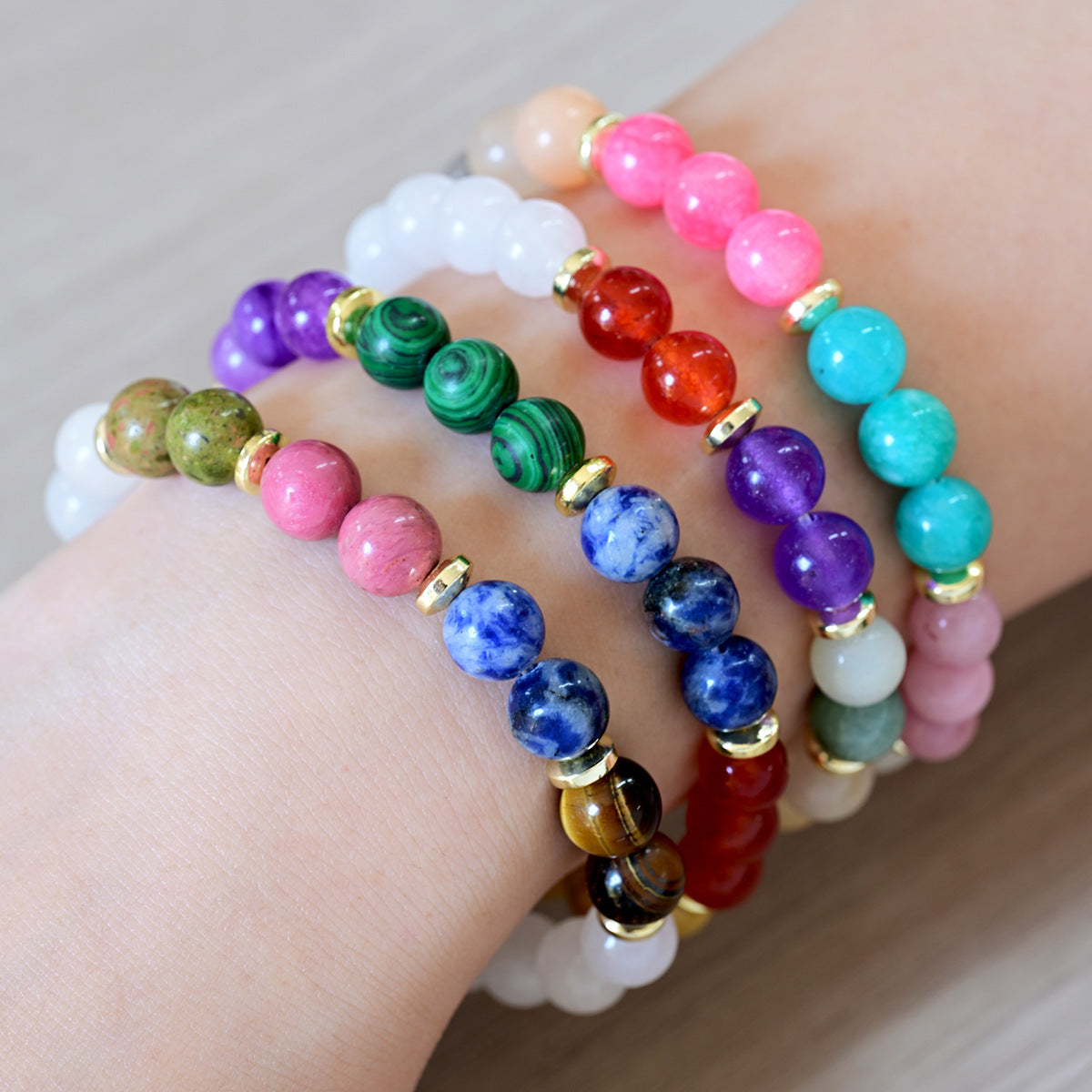 Wholesale Vintage Blue Stone Round Beaded Bracelet,  Women' s Elastic Stretch,  Fashion Accessory Gift for Resale