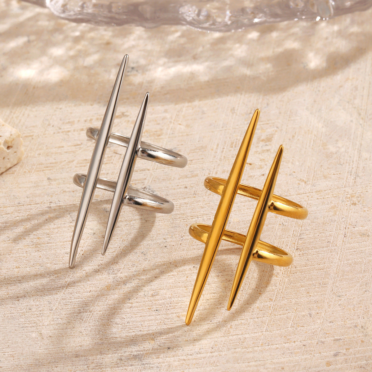 Wholesale European and American Hip Hop Style Stainless Steel Gold Plated Ring Fashion Accessory for Boutique Resale