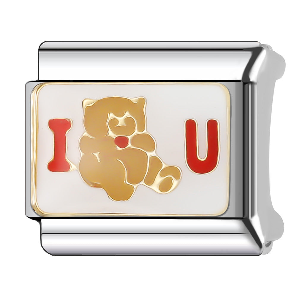 Wholesale Italian Charm Bracelet 9mm DIY Splicing Cute Cartoon Animal Stainless Steel Composable Bracelet