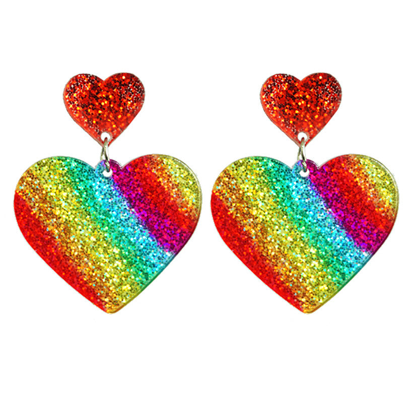 Wholesale 2 Pairs/pack Rainbow Flag LGBT Sparkling Bright Love Color Tassel Acrylic Earrings ACC-ES-HY038