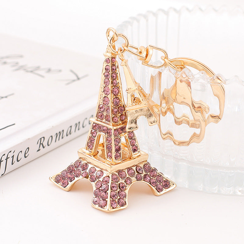 Wholesale Rhinestone Paris Eiffel Tower Alloy Keychain ACC-KC-YuanFei013