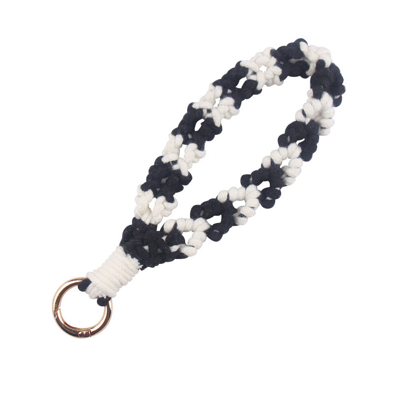 Wholesale  handmade woven leaf pattern lanyard keychain