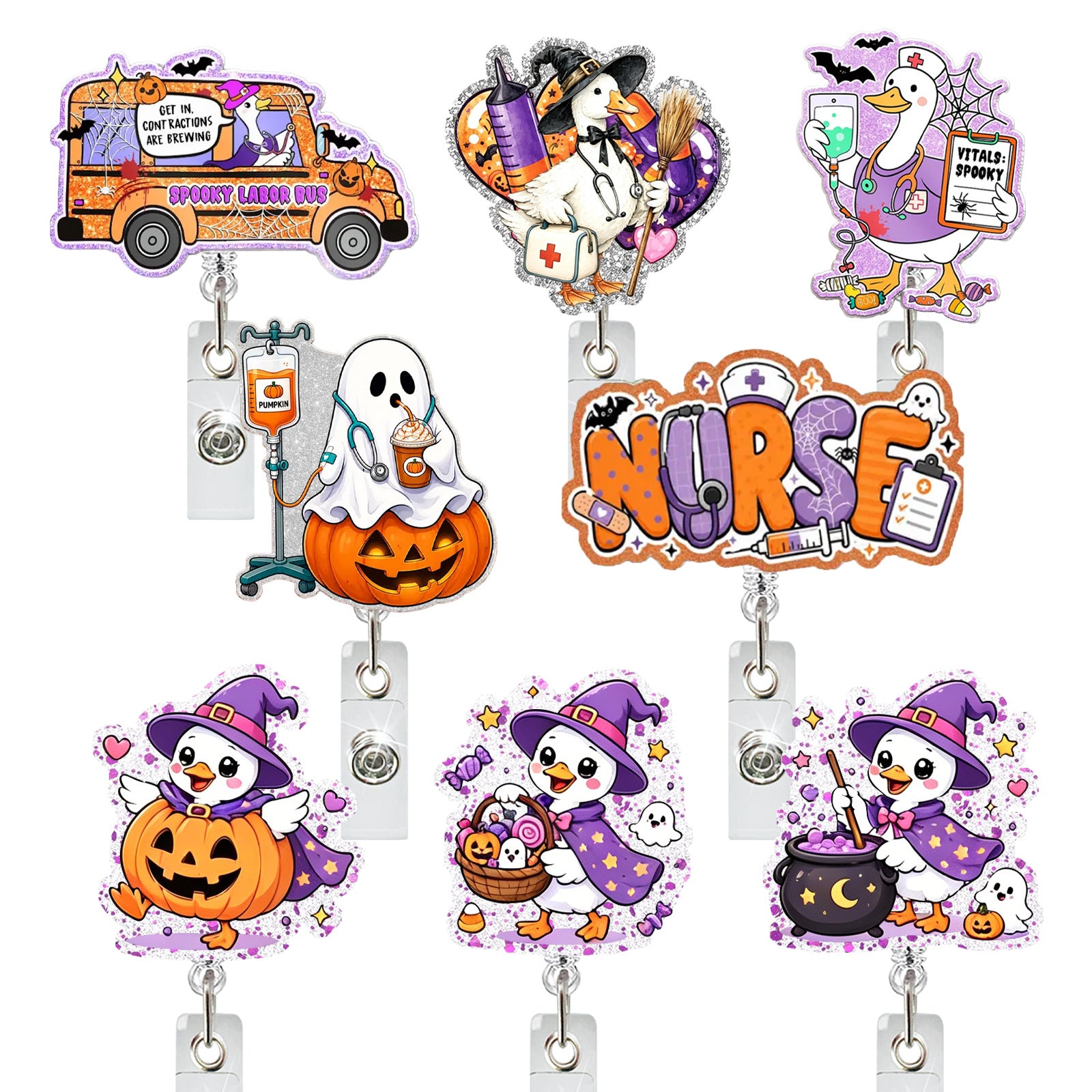 Wholesale  Silly Goose Acrylic Badge Reel - Rotating ID Holder with Alligator Clip for Office or Keychain