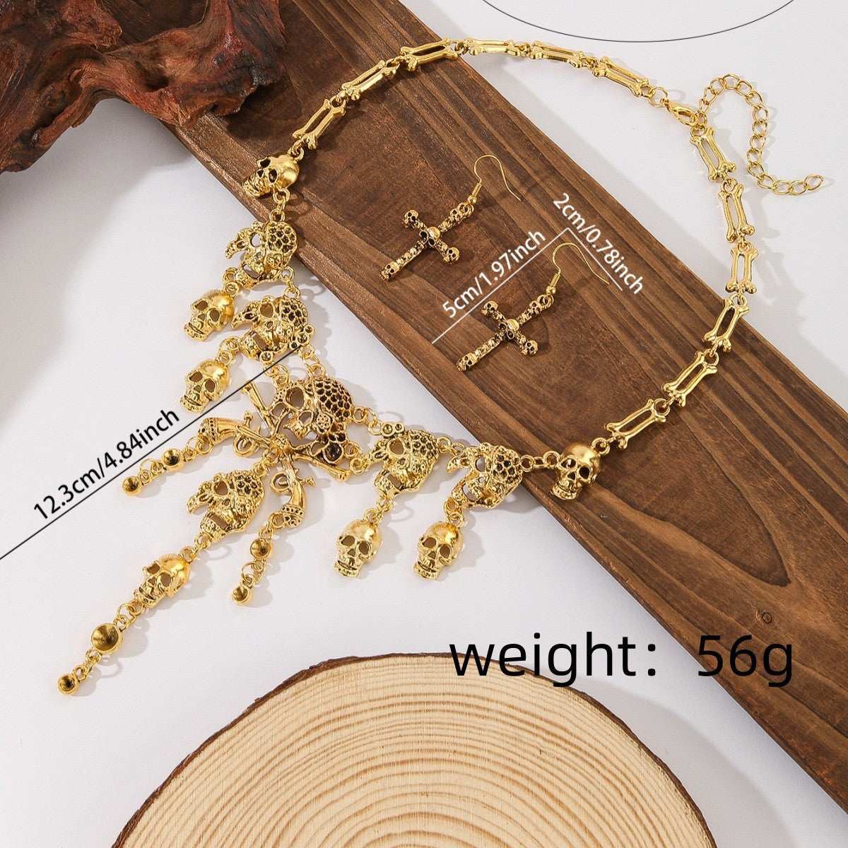 Wholesale Boutique Resale  Skull Tassel Necklace &  Earring Set - Zinc Alloy Jewelry Accessory