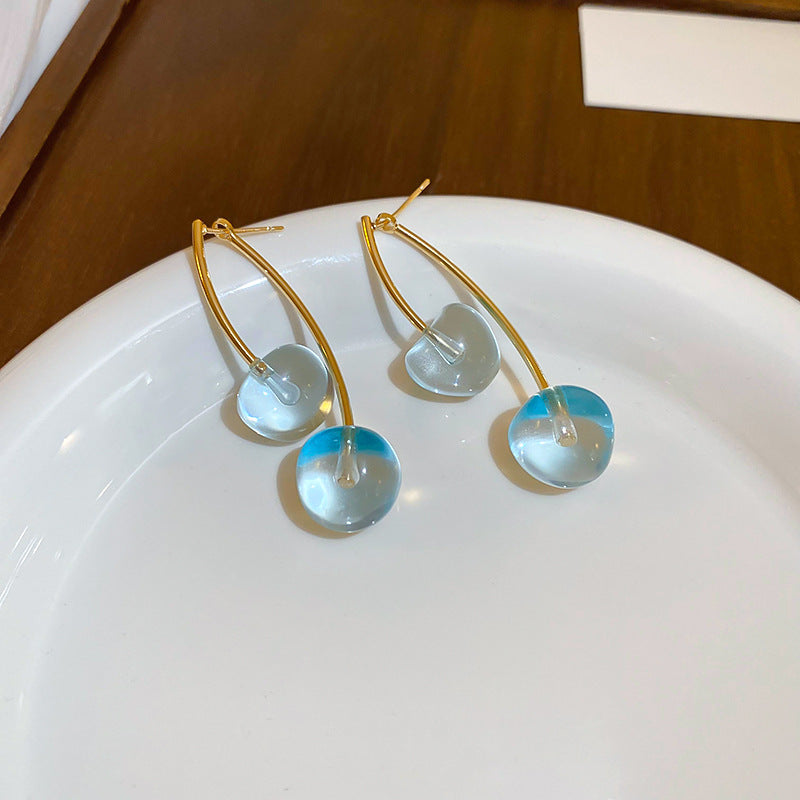 Wholesale Dark Red Resin Cherry Fruit Silver Needle Earrings ACC-ES-JingQiao003