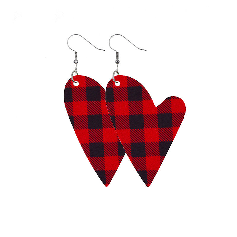 Wholesale Double Layer Love Pendant Leather Valentine's Day Earrings