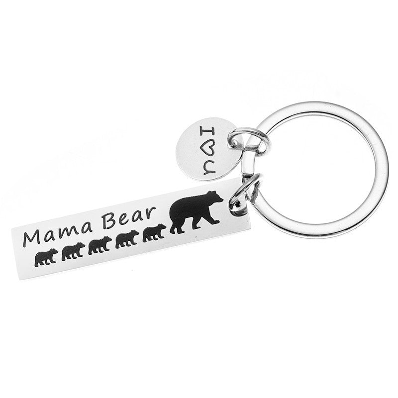 Wholesale Stainless Steel Keychain Engraved Mama Bear Mother's Day Gift Bear Metal Pendant ACC-KC-Chenz004