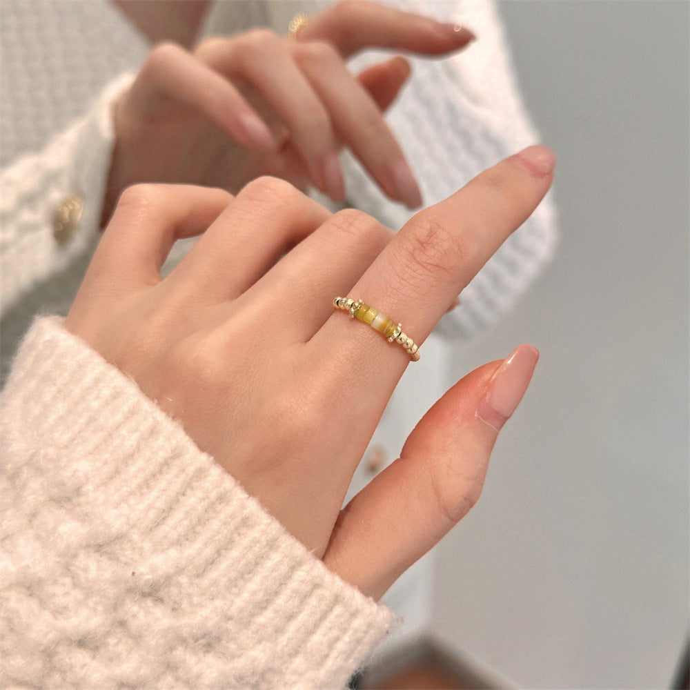 Wholesale Colorful Enamel Mother-of-pearl Butterfly Ring Open Index Finger Ring ACC-RS-Yues007