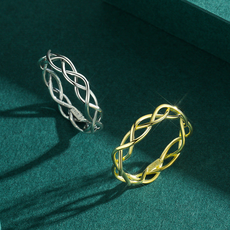 Wholesale s925 Sterling Silver Irregular Line Hollow Niche Design Ring