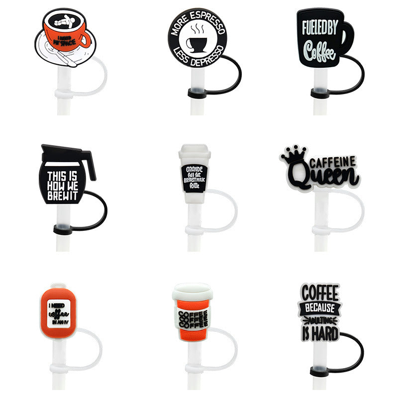 Wholesale 10PCS Coffee Silicone Straw Tube Cap Straw Decoration