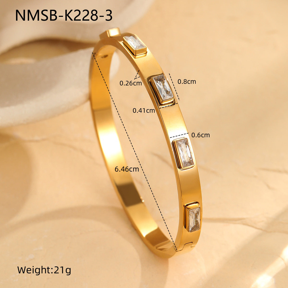 Wholesale  Square Zircon Bracelet  Stainless Steel Bracelet