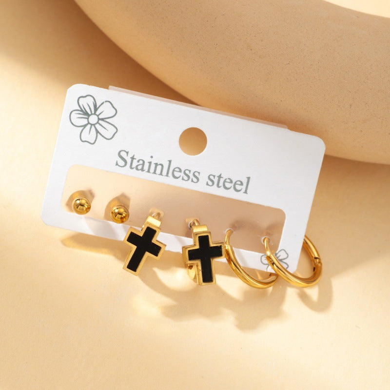 Wholesale Cross Star Flower Earring Set ACC-ES-BangJie007