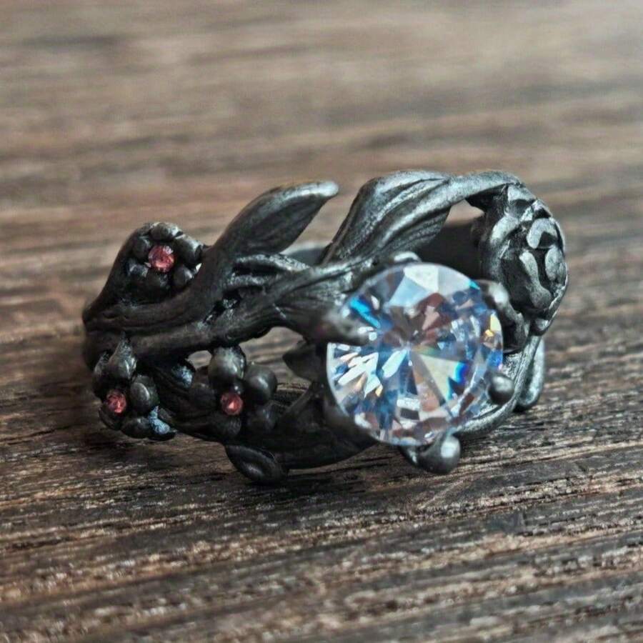 Wholesale Vintage Floral Rhinestone Ring Zinc Alloy Women' s Fashion Jewelry Accessory