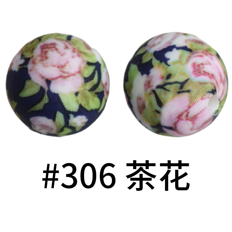 Wholesale 50pcs Western Style Leopard Skull Color Aztec Printed Silicone Balls Beads ACC-BDS-HeSheng005