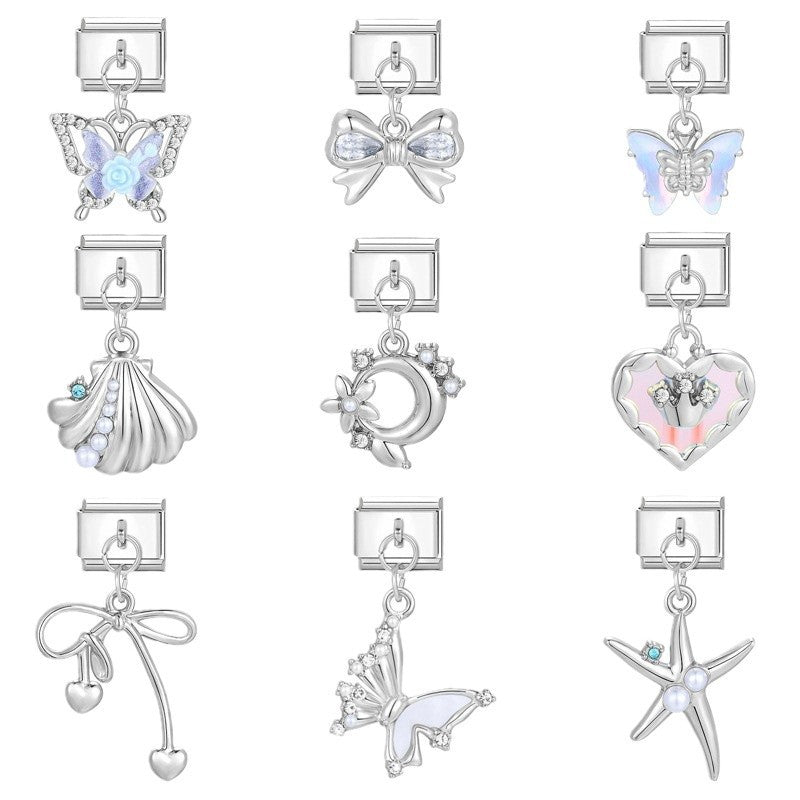 Wholesale Italian Charm Bracelet 9mm DIY Splicing Removable Stainless Steel Romantic Pendant Composable Bracelet