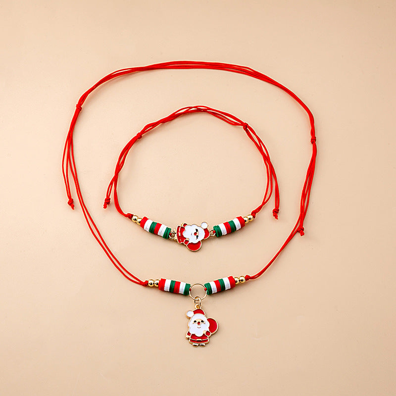 Wholesale Christmas Cute Cartoon Oil Drop Bell Necklace ACC-NE-Tiangao014