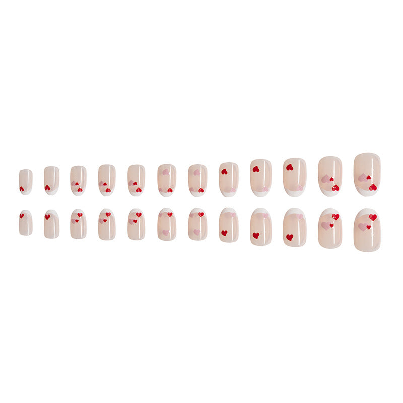 Wholesale 24 Pieces/box Valentine's Day Short Glossy Oval Love Manicure Press-on Nails Kits Nail Stickers ACC-NS-GuaiXL059