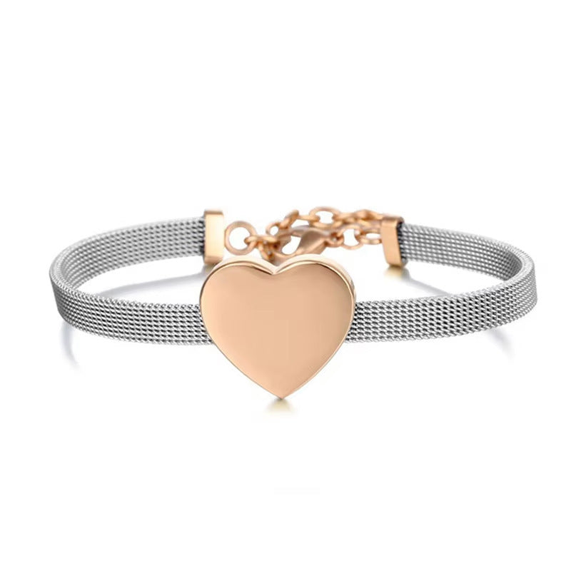 Wholesale Stainless Steel Polished Heart-Shaped Strap Bracelet
