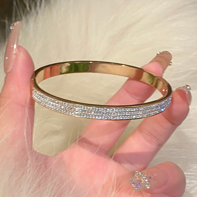 Wholesale Light Luxury Full Diamond Titanium Steel Bracelet ACC-BT-XKL003