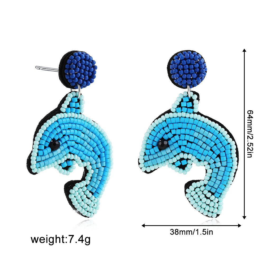 Wholesale Marine Animal  Starfish Shell Color Rice Beads Large Earrings