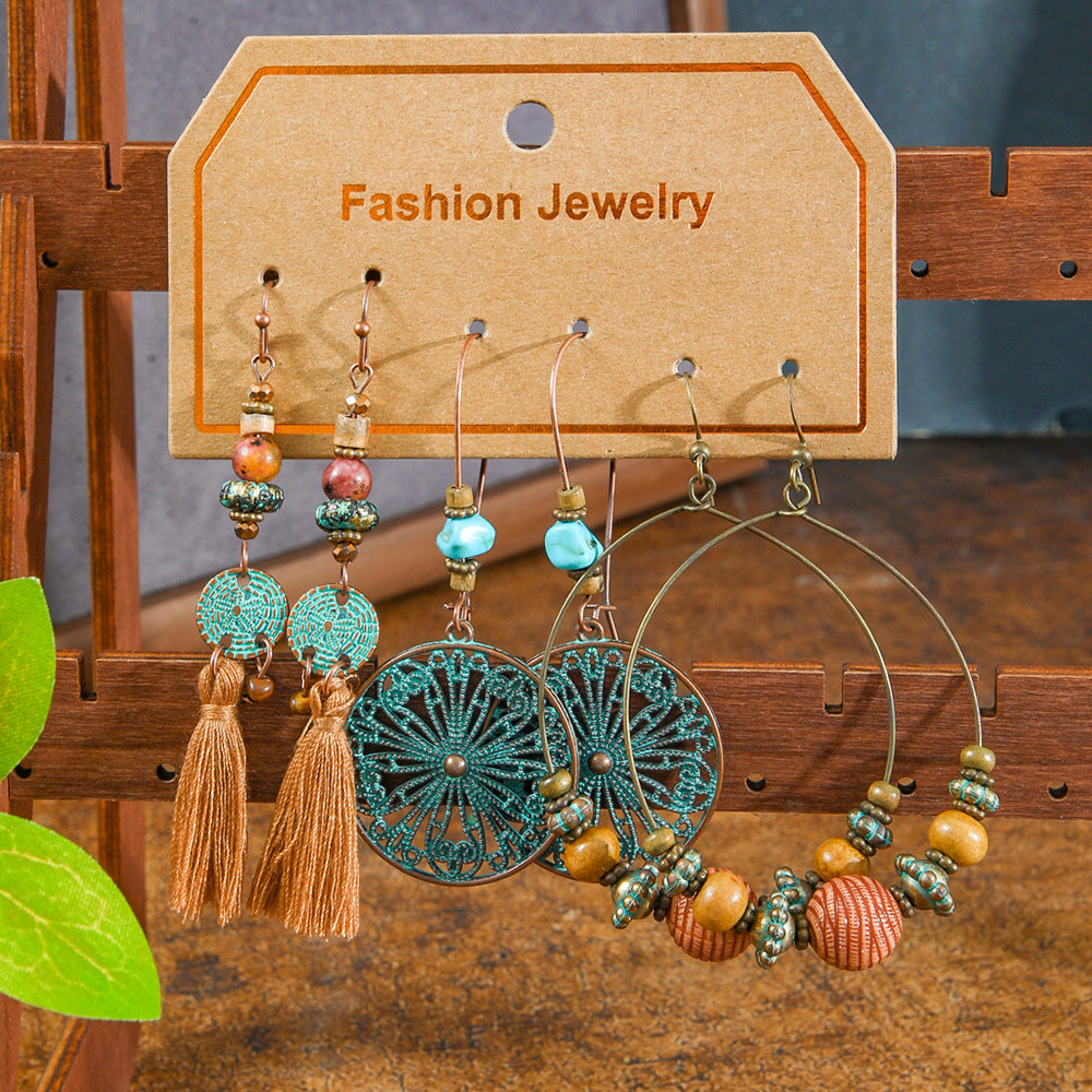 Wholesale Cross-Border Hot Selling Retro Bohemian Style Earrings Set Fashion Holiday Style Dopamine Color Ear Jewelry