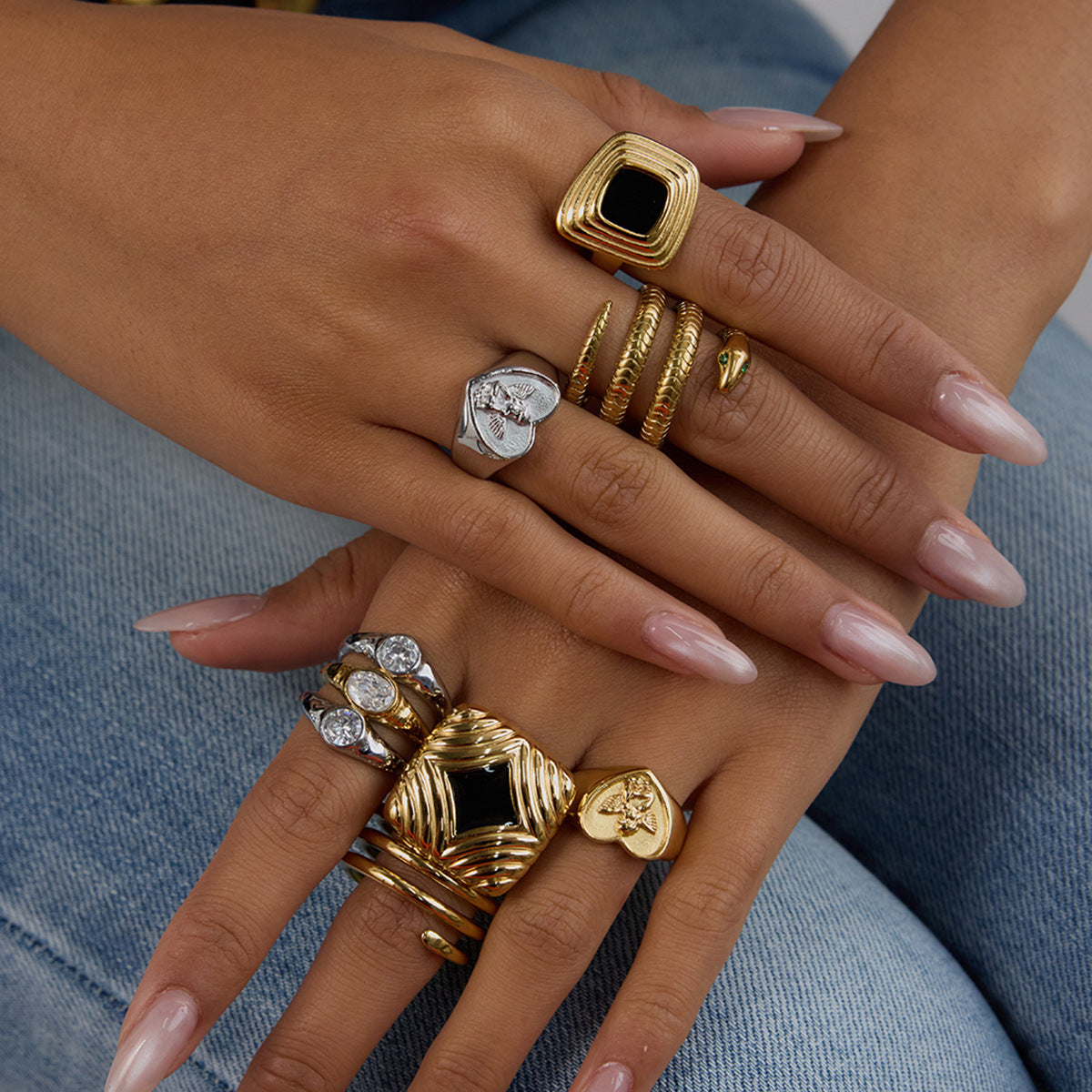 Wholesale  Zircon Ring Stainless Steel Non-Fading Jewelry