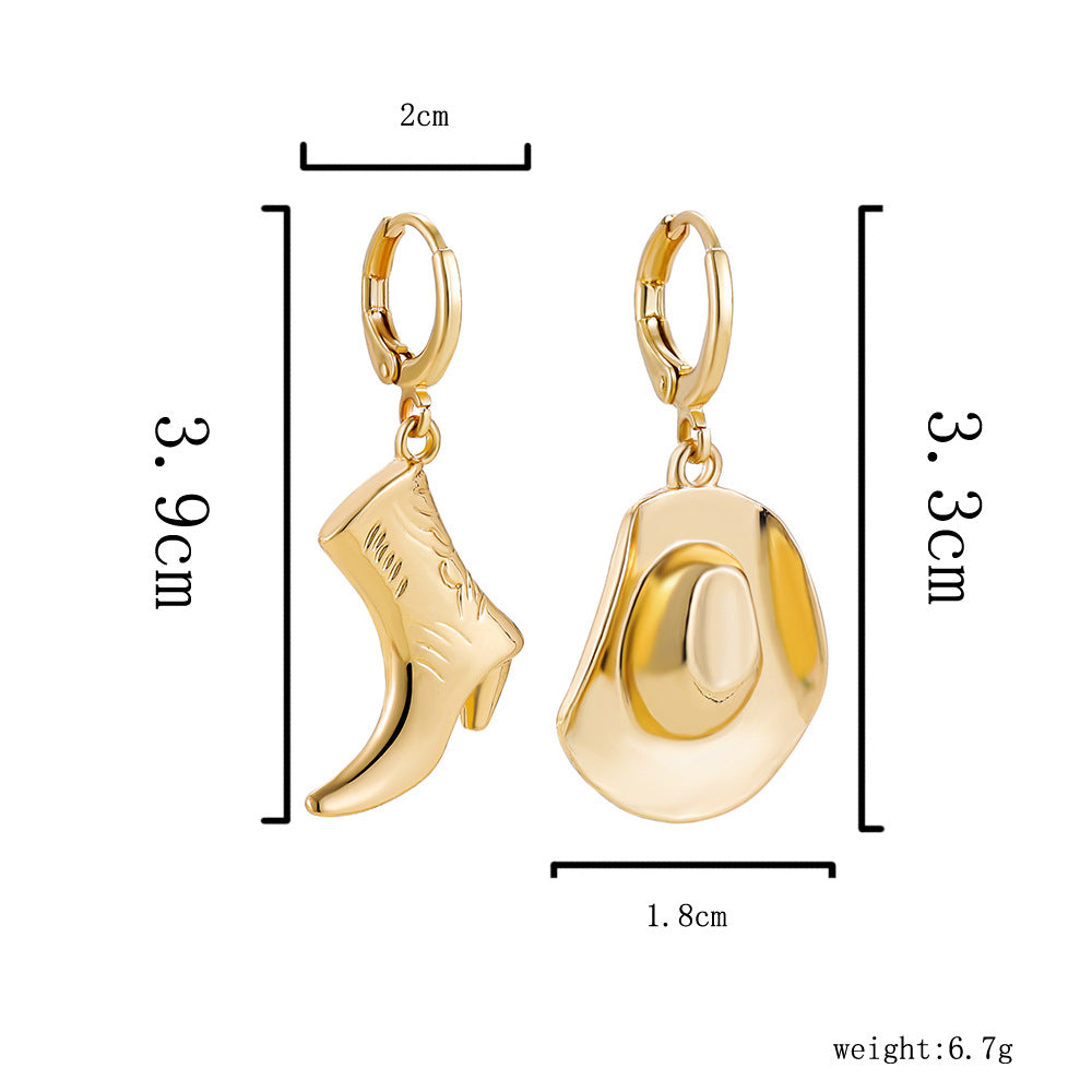 Wholesale  fashion alloy cowboy boots cowboy hat earrings