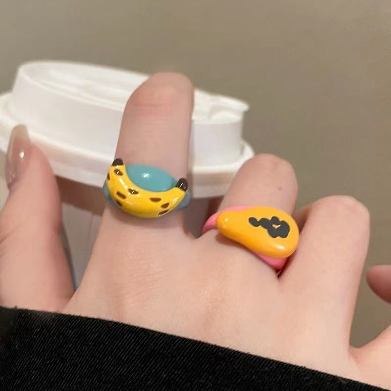 Wholesale  Color Drop Glaze Cartoon Fruit Ring