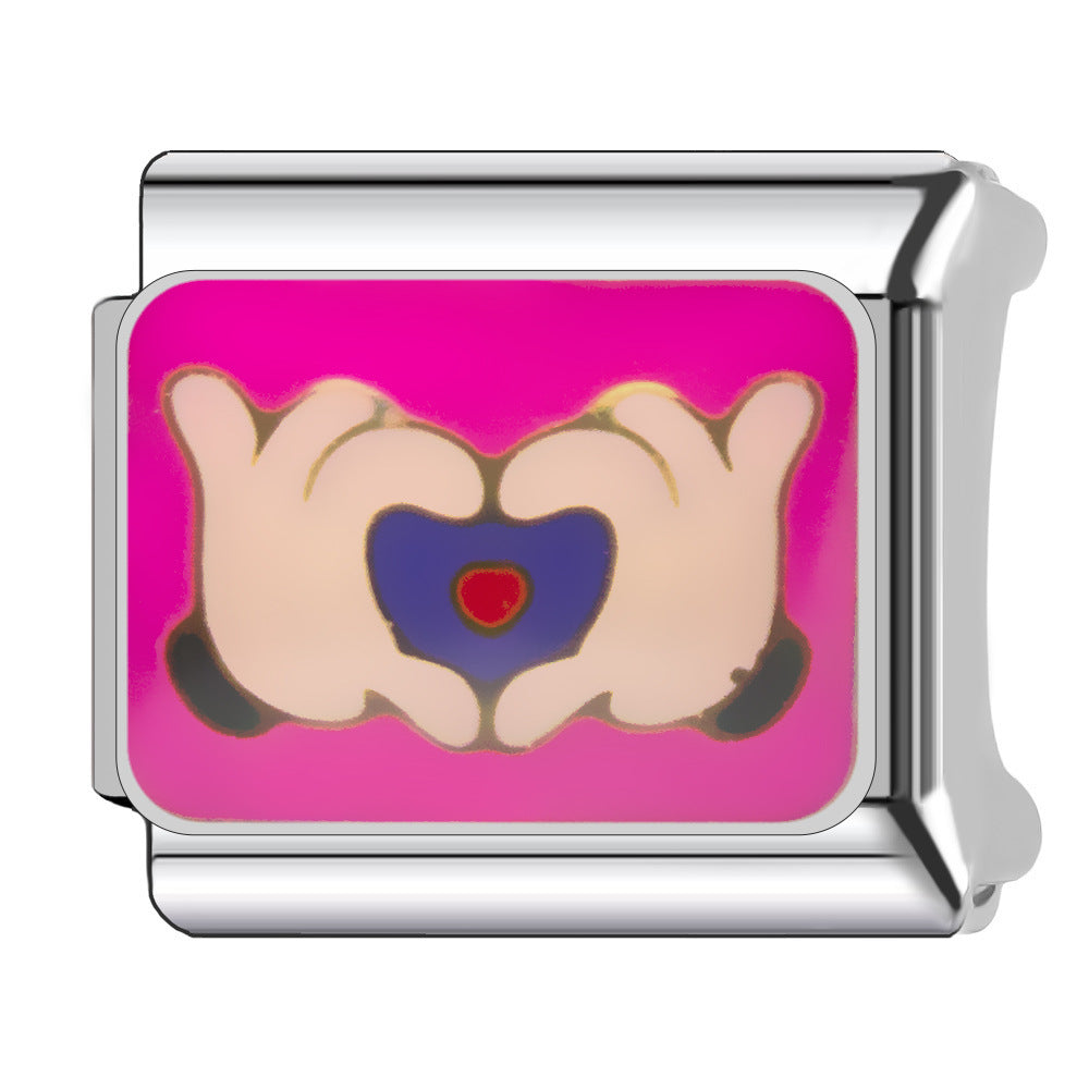 Wholesale Heart-Shaped Italian Module Bracelet Stainless Steel Dripping Oil Fashion Jewelry Accessory Gift