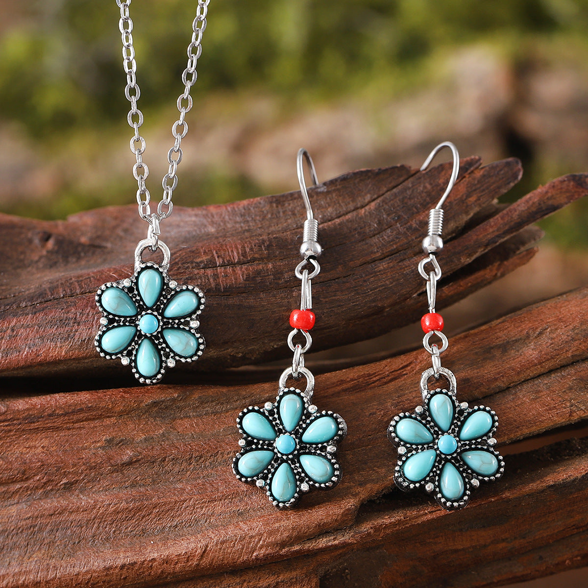 Wholesale Ethnic Mosaic Oval Turquoise Earrings Necklace