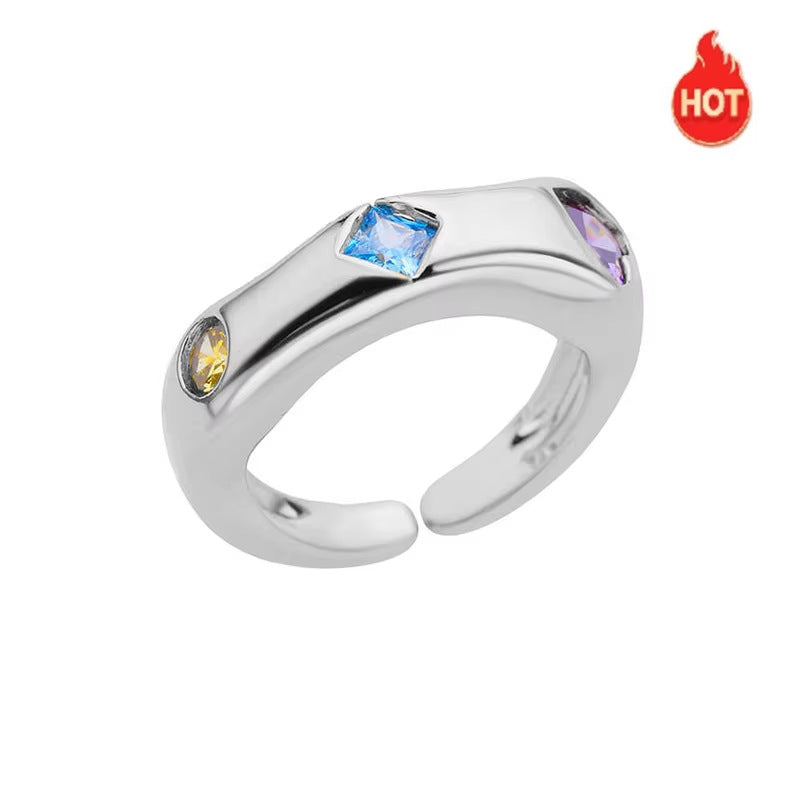 Wholesale Copper ring with colorful zircon stones