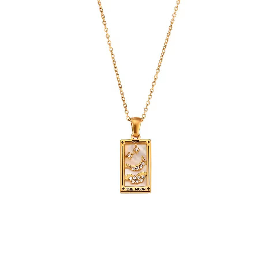 Wholesale  Rectangular Drop Oil and Diamond Tarot Pendant Necklace