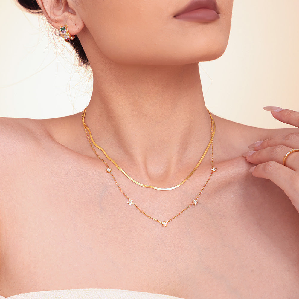 Wholesale Light Luxury Star Design Stainless Steel Zircon Necklace Gift Jewelry Accessory