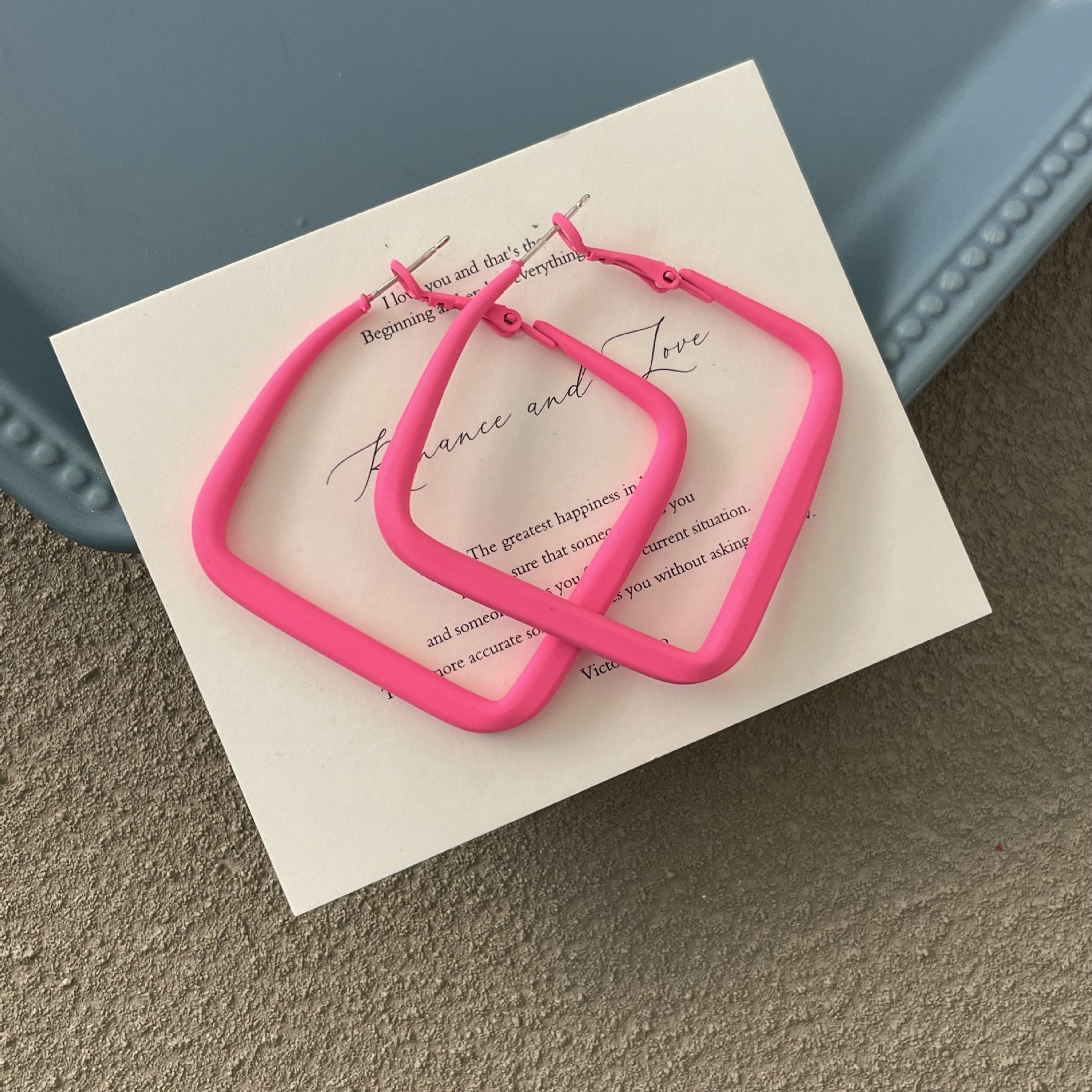 Wholesale Candy Color Geometric Square Circle C Shape Earrings